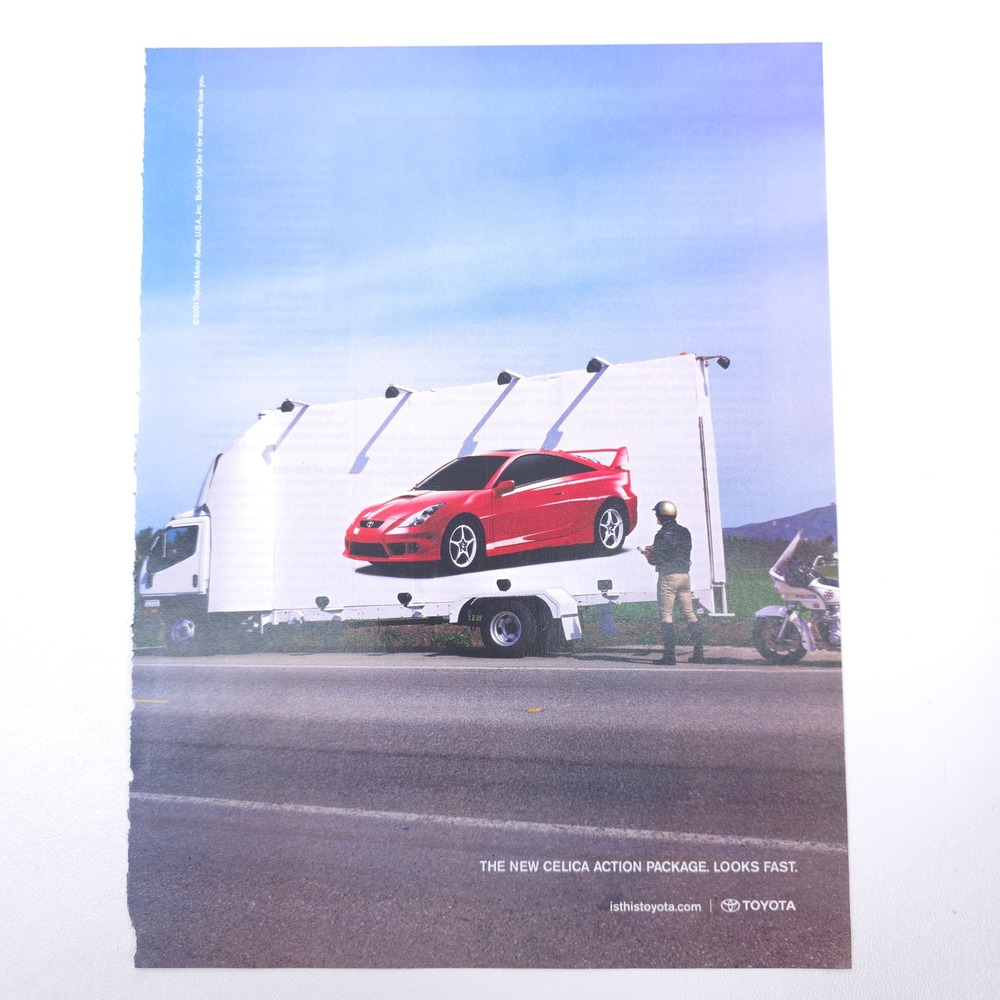 Toyota Celica Print Ad Vintage 90s Automotive Magazine Y2K Police Advertising